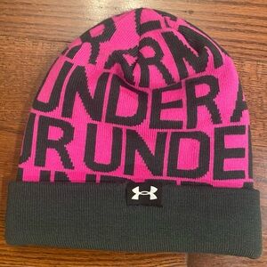 Under Armour Beanie Hot Pink/Dark Gray OS 9”Wx9”H